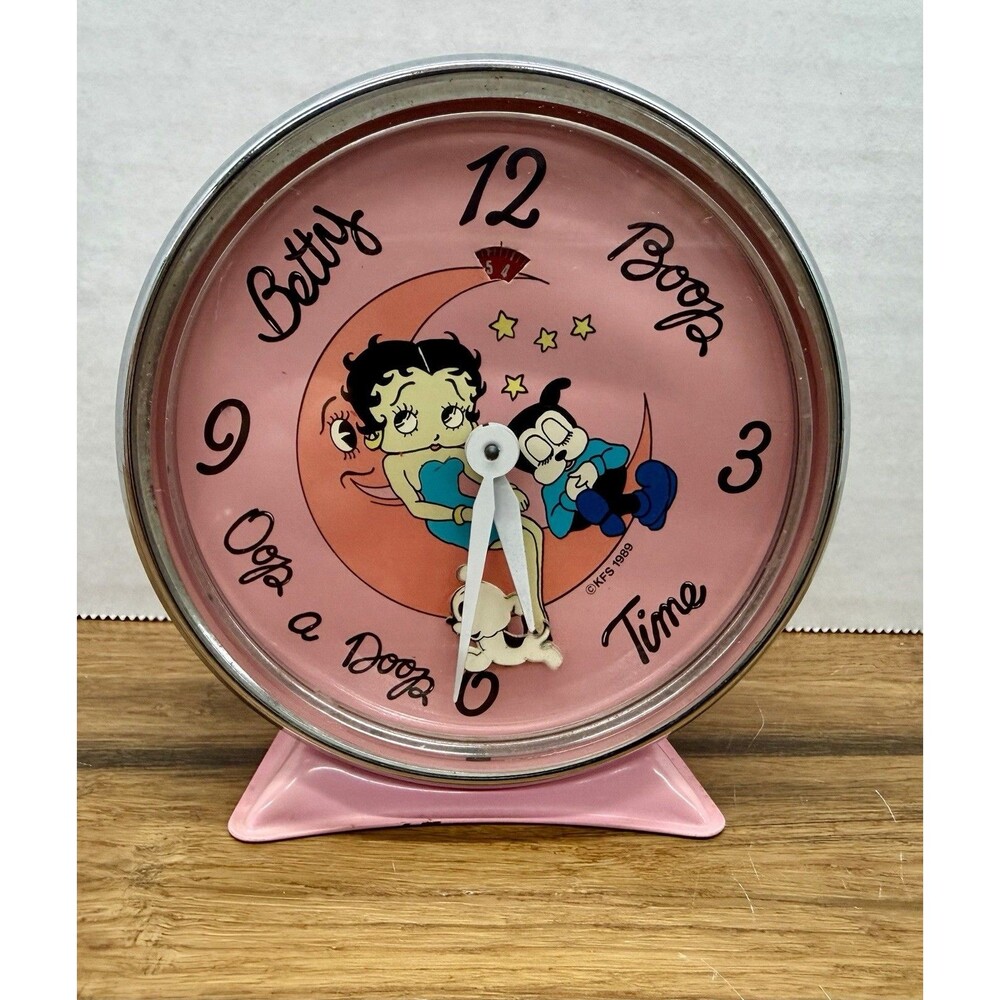 Vintage Betty Boop Bright Ideas Unlimited Animated Alarm Clock Pink Plastic 1989